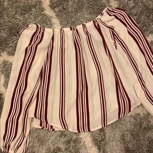 Red and white striped top